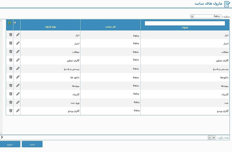 آموزش سایت ساز-تعریف ماژول